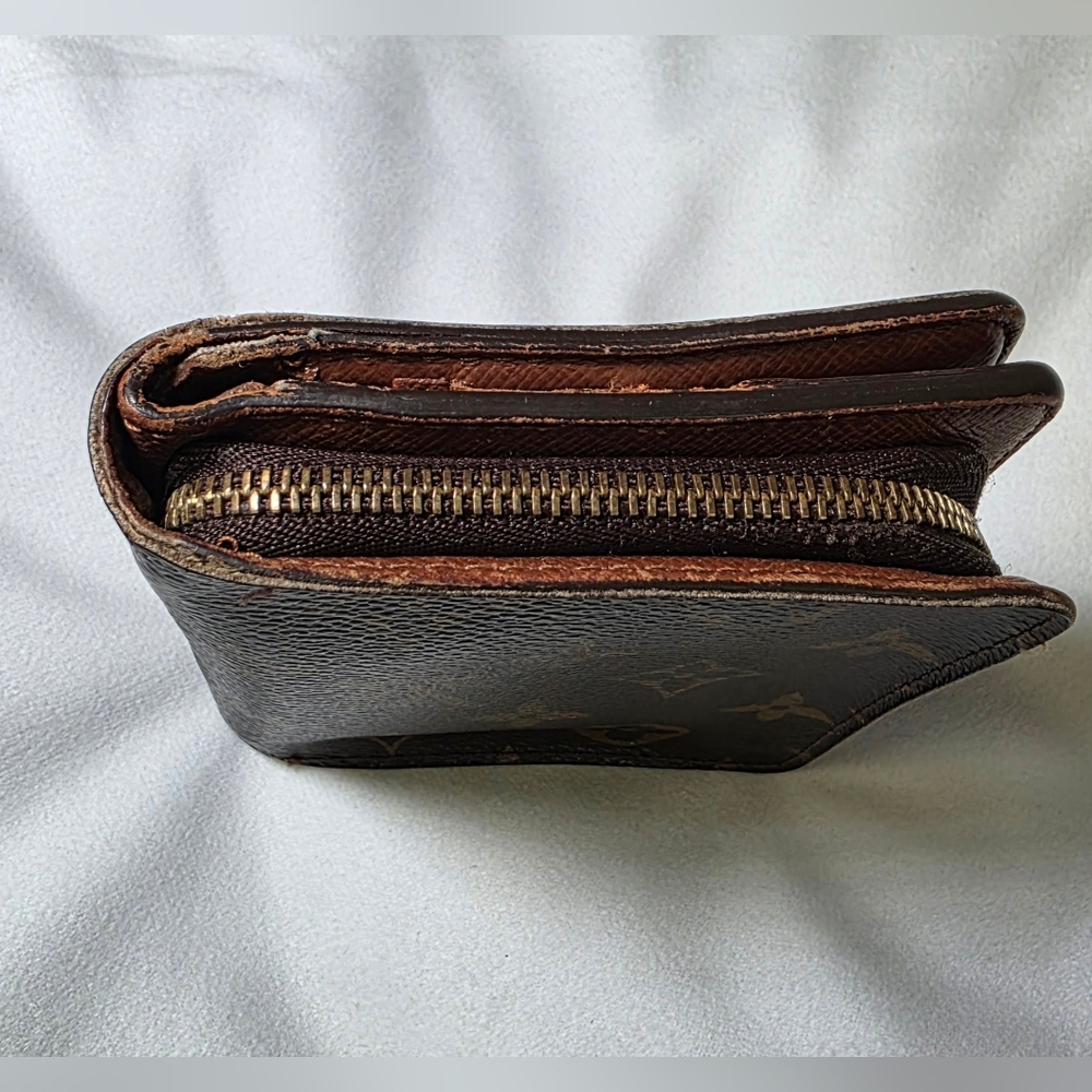 Vntg Louis Vuitton Monogram Compact Bifold Zip Wallet Made in Spain Brown Canvas - Picture 4 of 12